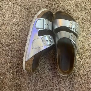 WOMENS SIZE 37 SILVER BIRKENSTOCKS